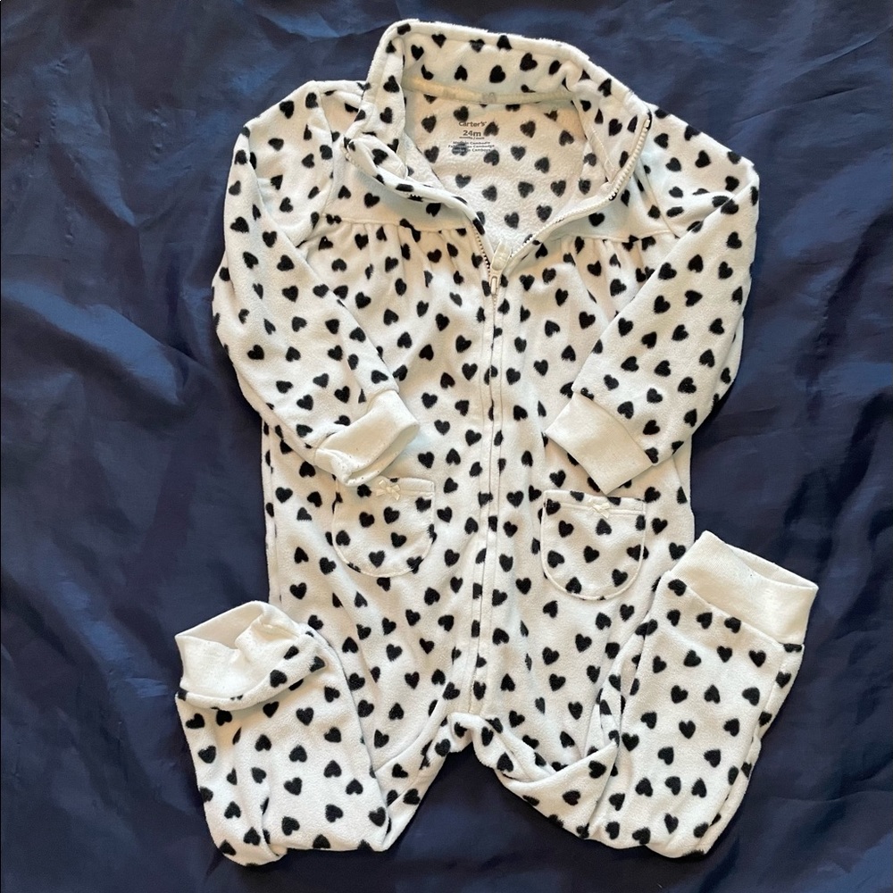 Footless fleece pajama polka dot